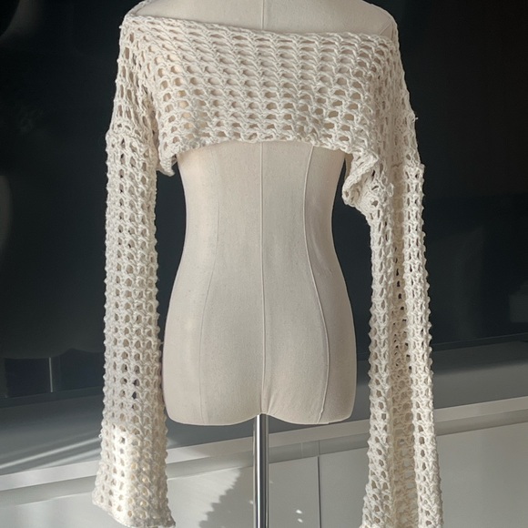 Elegant Off-Shoulder Cream Sweater - Picture 2 of 2
